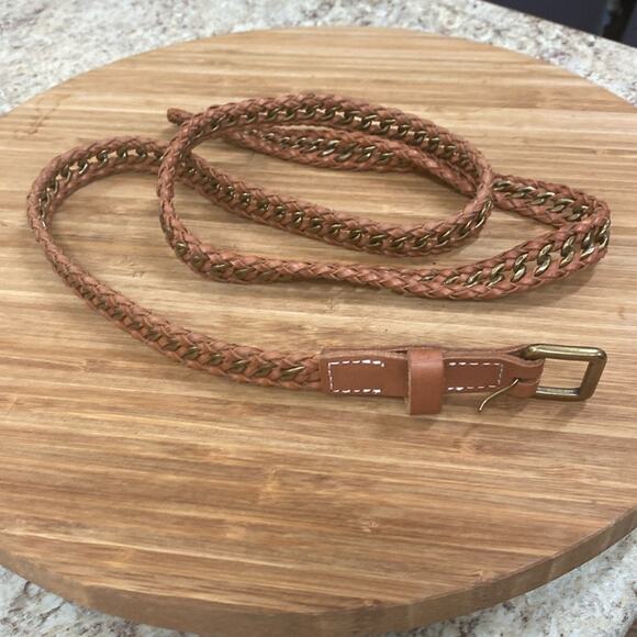 J. Crew braided leather and chain women’s M/L belt - Picture 1 of 4